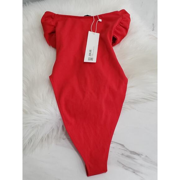 NEW‎ Zara poppy red strapless sweetheart knotted keyhole detail bodysuit SMALL - Picture 9 of 10